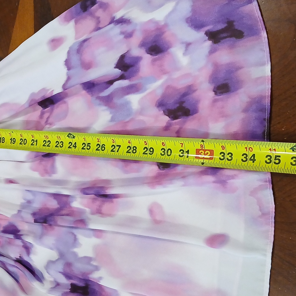 Jennifer‎ Lopez Pink and Purple Abstract Floral Dress Size 8  Sleeveless Pleated - Picture 8 of 10